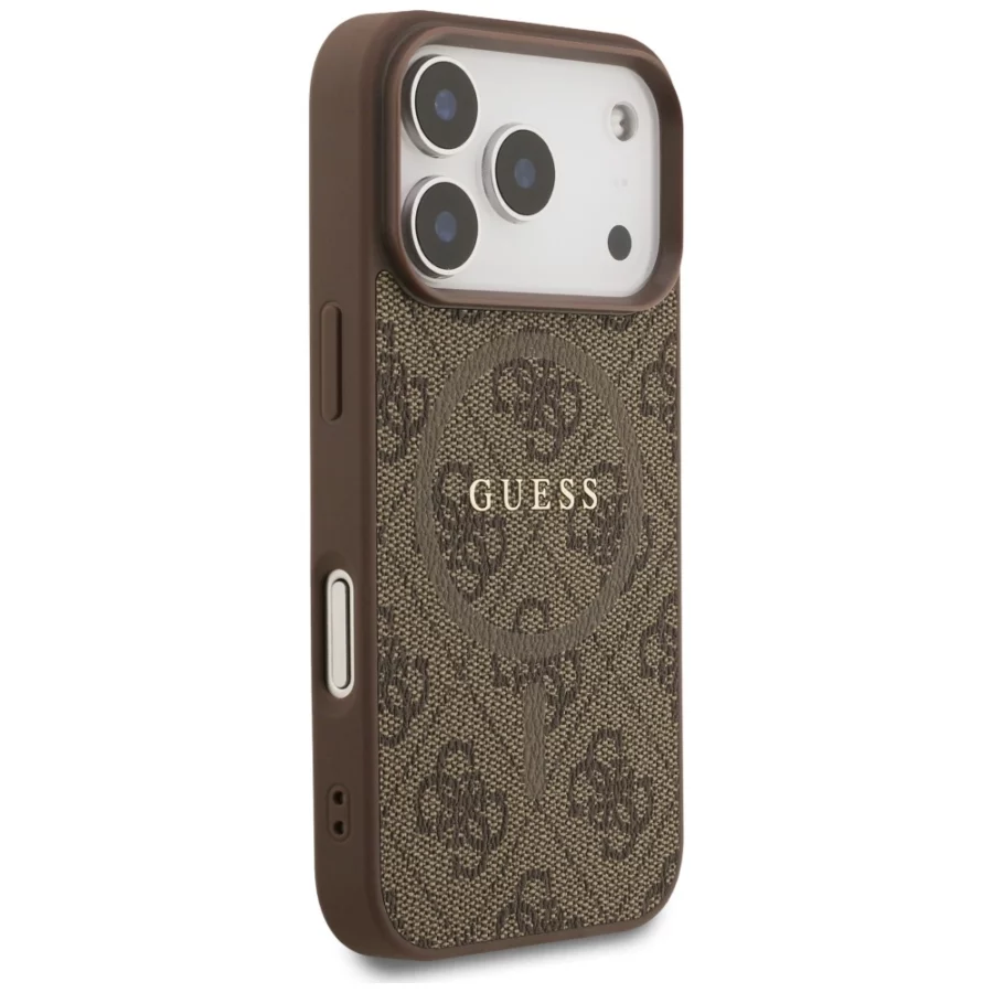 Etui Guess 4G Ring Classic Logo MagSafe na iPhone 17 Pro - brązowe