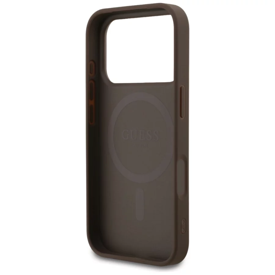 Etui Guess 4G Ring Classic Logo MagSafe na iPhone 17 Pro - brązowe