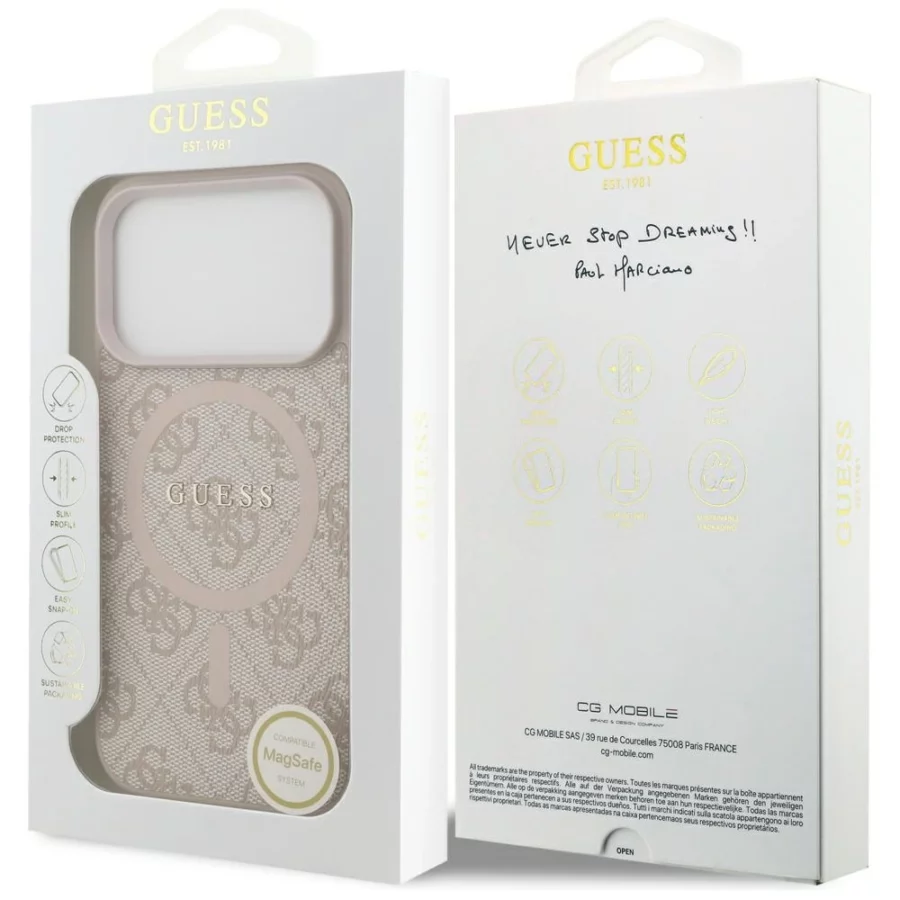 Etui Guess 4G Ring Classic Logo MagSafe na iPhone 17 Pro - różowe