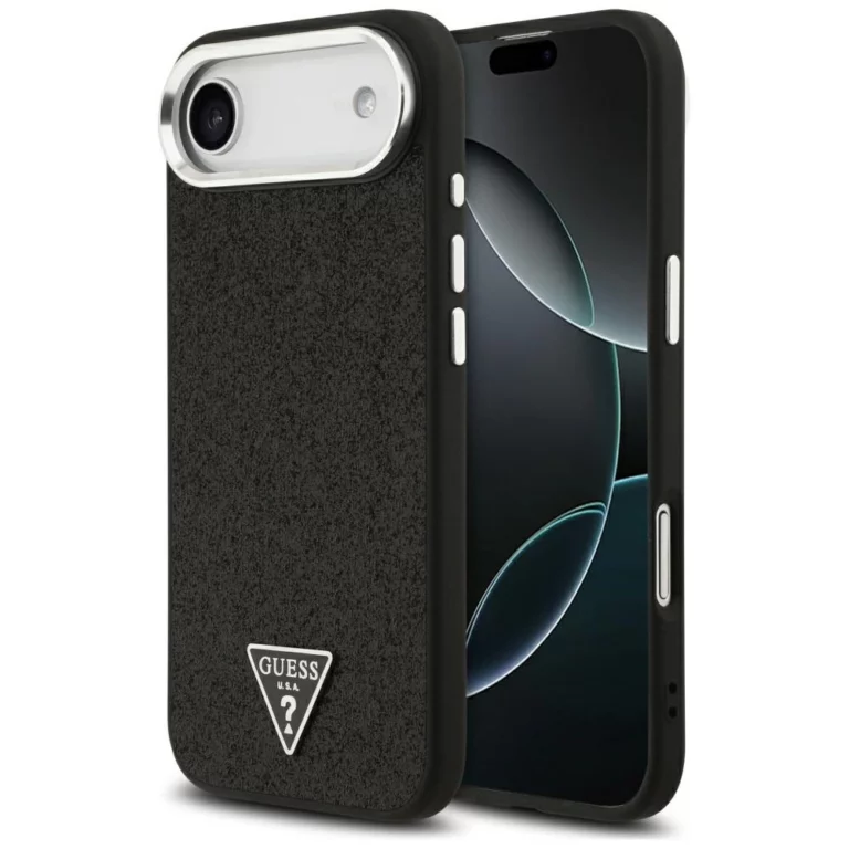 Etui Guess Glitter Triangle Logo MagSafe do iPhone 17 Air - czarne