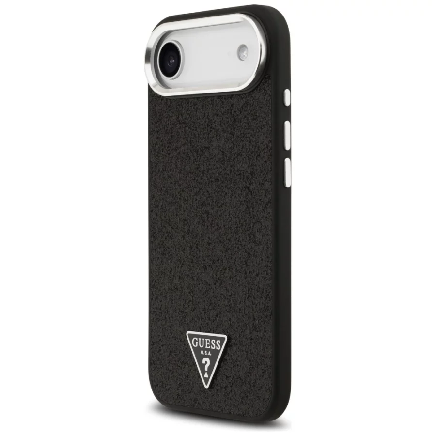 Etui Guess Glitter Triangle Logo MagSafe do iPhone 17 Air - czarne