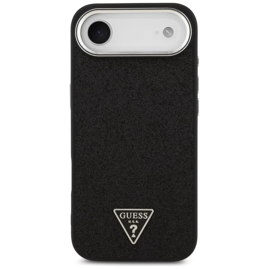 Etui Guess Glitter Triangle Logo MagSafe do iPhone 17 Air - czarne