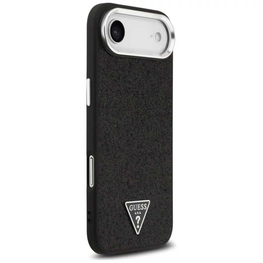 Etui Guess Glitter Triangle Logo MagSafe do iPhone 17 Air - czarne