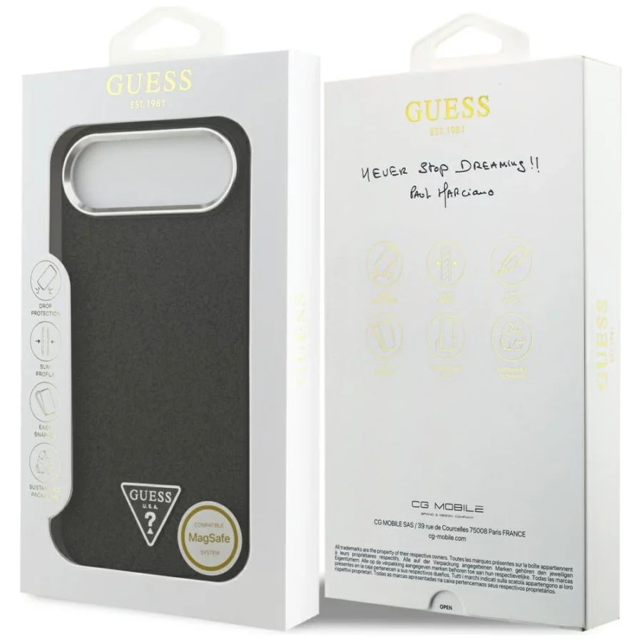 Etui Guess Glitter Triangle Logo MagSafe do iPhone 17 Air - czarne