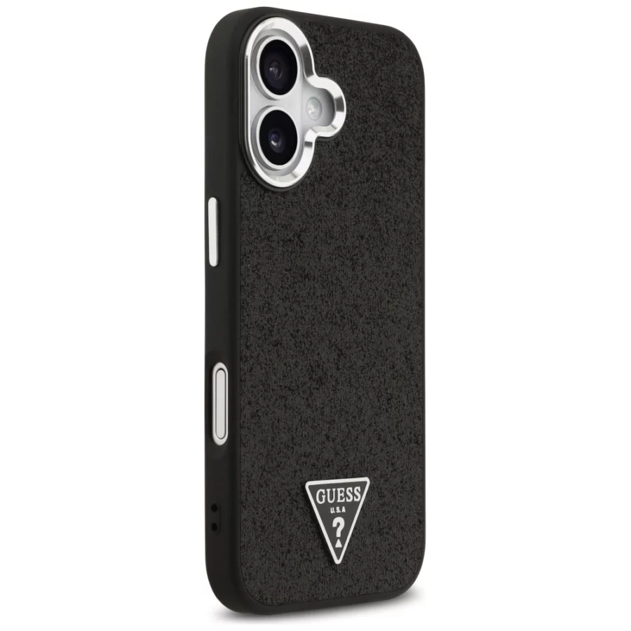 Etui Guess Glitter Triangle Logo MagSafe do iPhone 17 - czarne