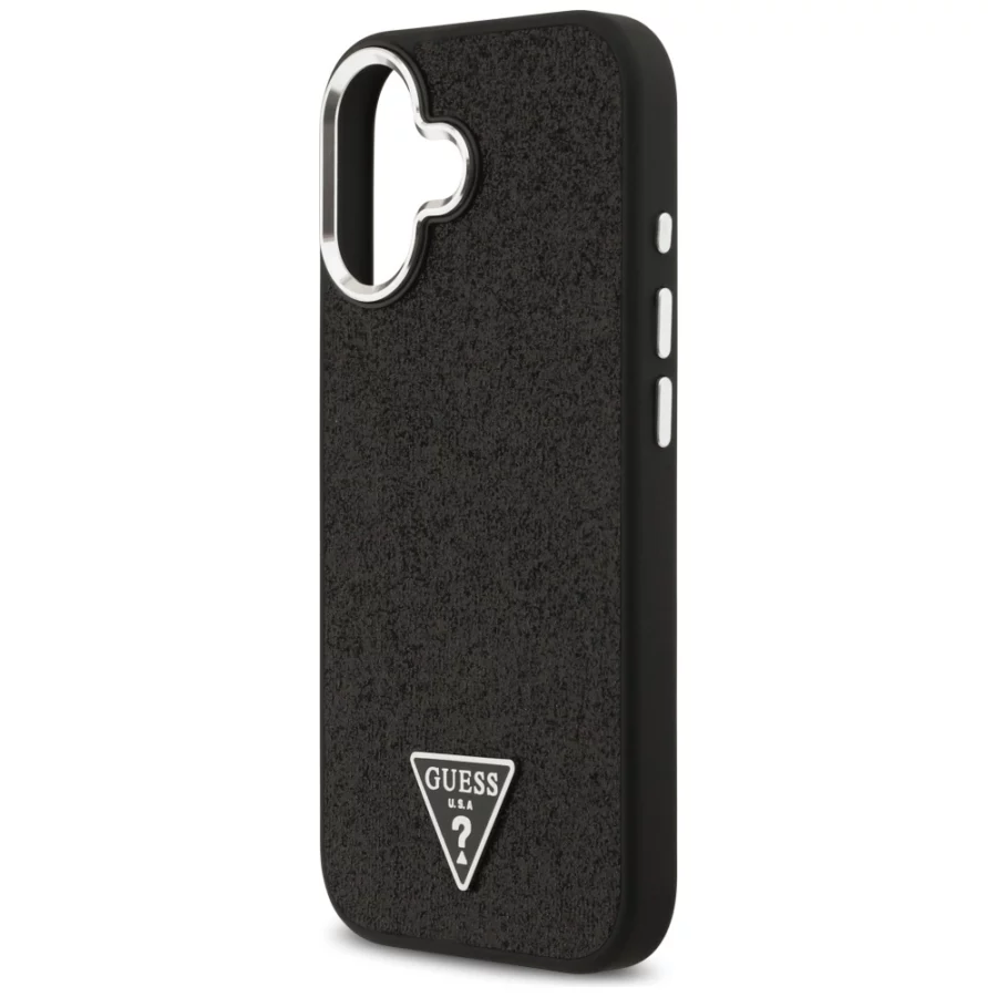 Etui Guess Glitter Triangle Logo MagSafe do iPhone 17 - czarne
