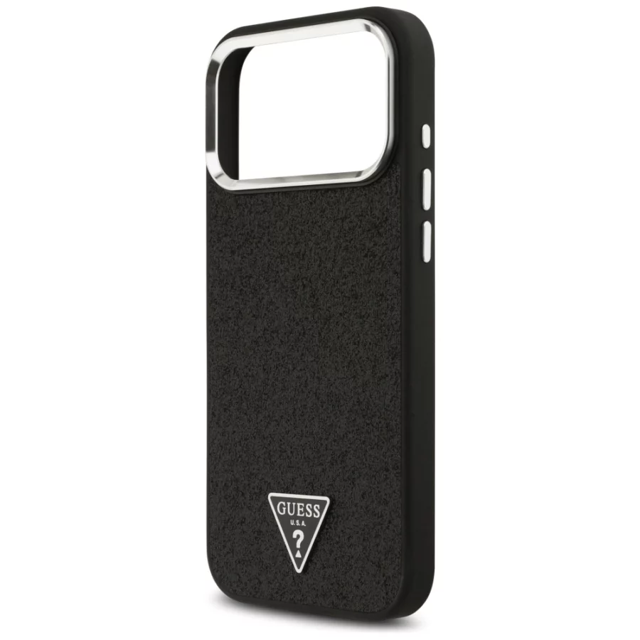 Etui Guess Glitter Triangle Logo MagSafe do iPhone 17 Pro Max - czarne