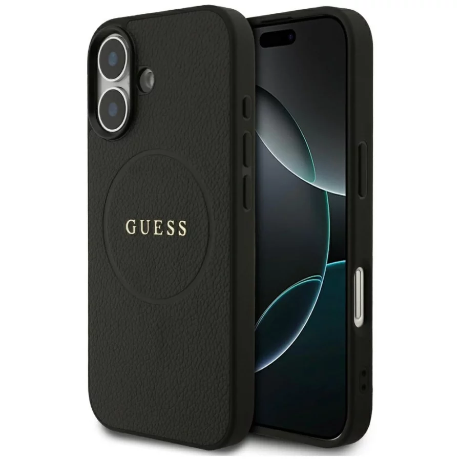 Etui Guess Grained Ring MagSafe do iPhone 17 - czarne
