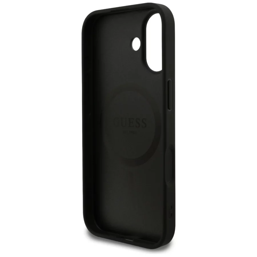Etui Guess Grained Ring MagSafe do iPhone 17 - czarne