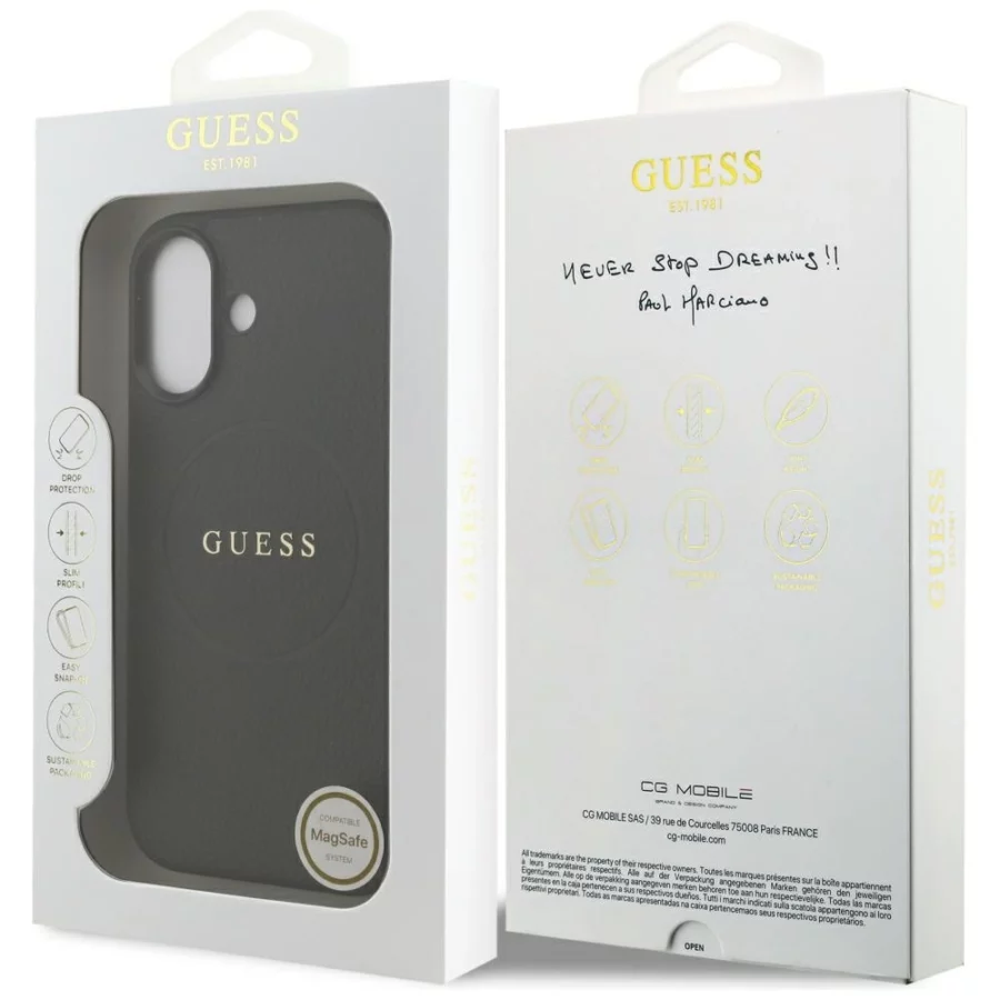 Etui Guess Grained Ring MagSafe do iPhone 17 - czarne