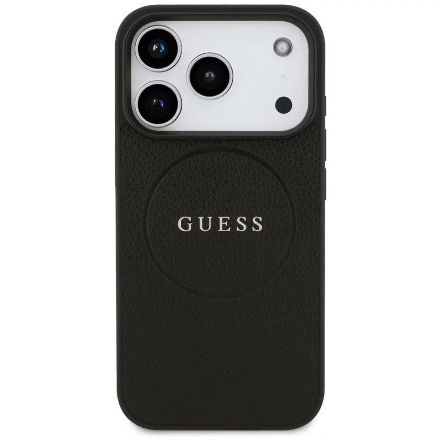 Etui Guess Grained Ring MagSafe do iPhone 17 Pro - czarne