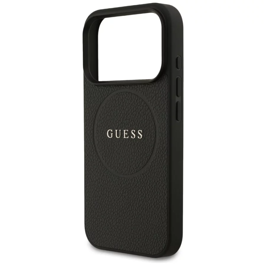 Etui Guess Grained Ring MagSafe do iPhone 17 Pro - czarne
