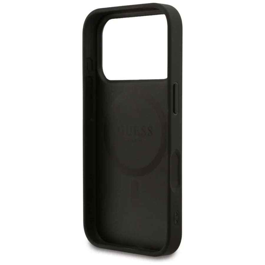 Etui Guess Grained Ring MagSafe do iPhone 17 Pro - czarne
