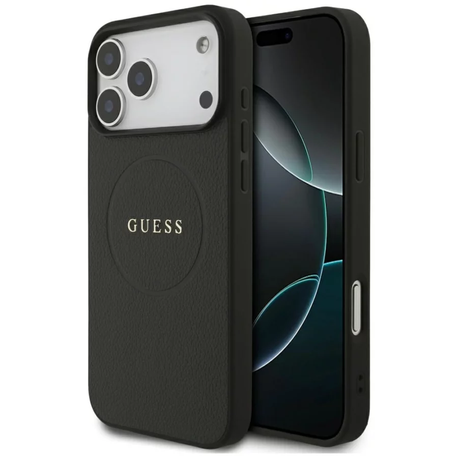 Etui Guess Grained Ring MagSafe do iPhone 17 Pro Max - czarne