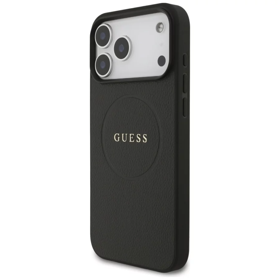 Etui Guess Grained Ring MagSafe do iPhone 17 Pro Max - czarne