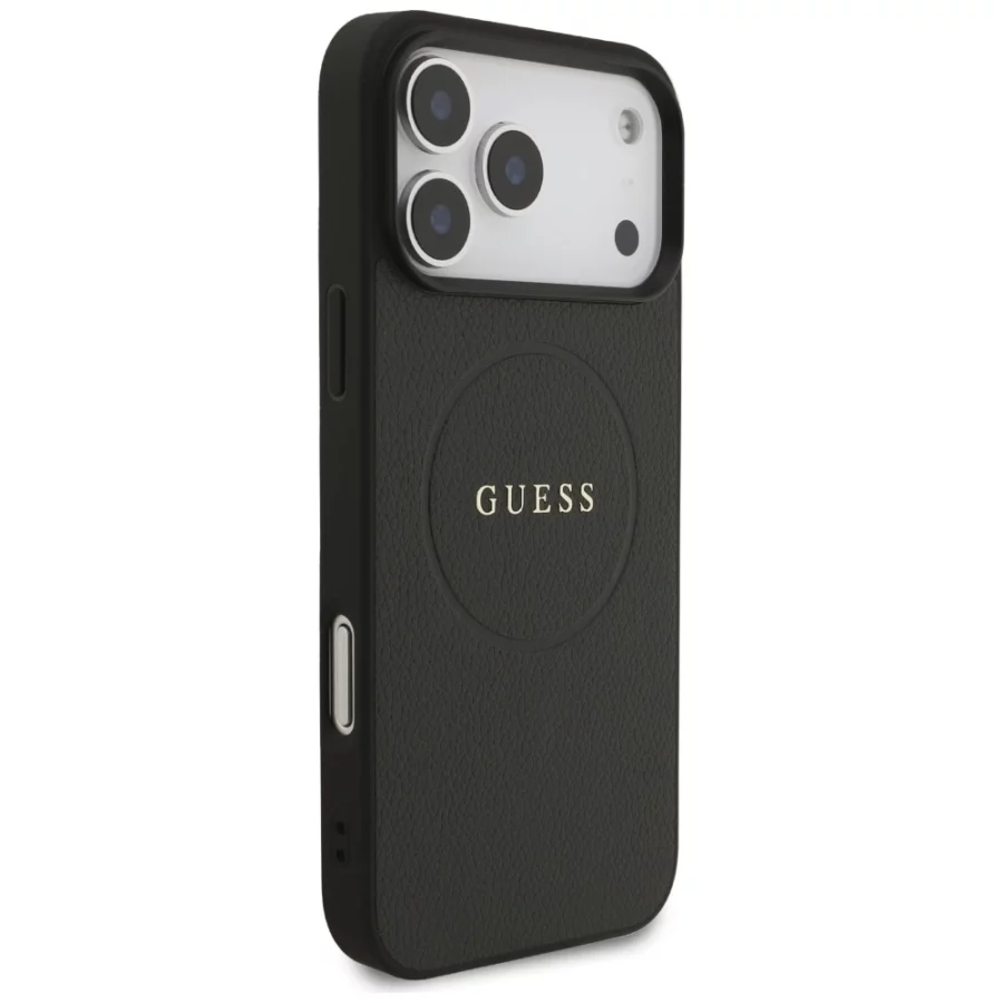 Etui Guess Grained Ring MagSafe do iPhone 17 Pro Max - czarne