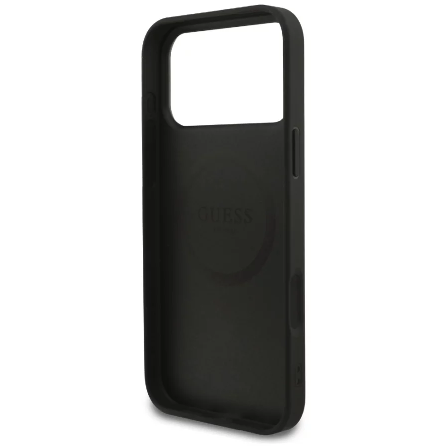 Etui Guess Grained Ring MagSafe do iPhone 17 Pro Max - czarne