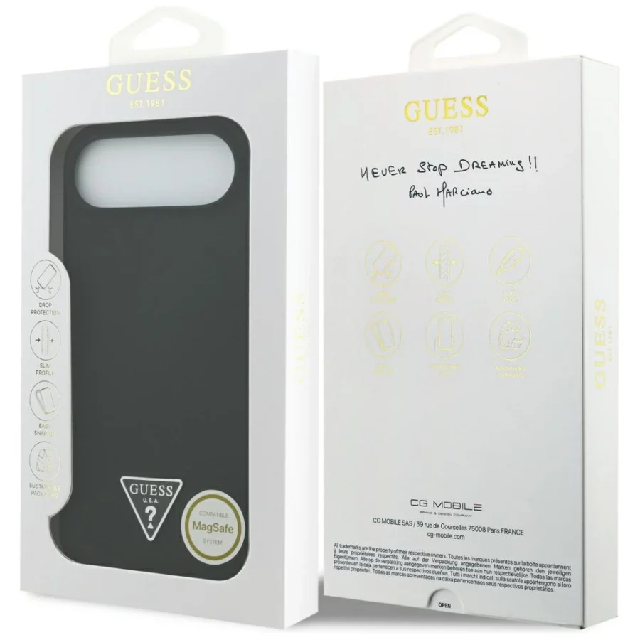Etui Guess Silicone Triangle Logo MagSafe do iPhone 17 Air - czarne