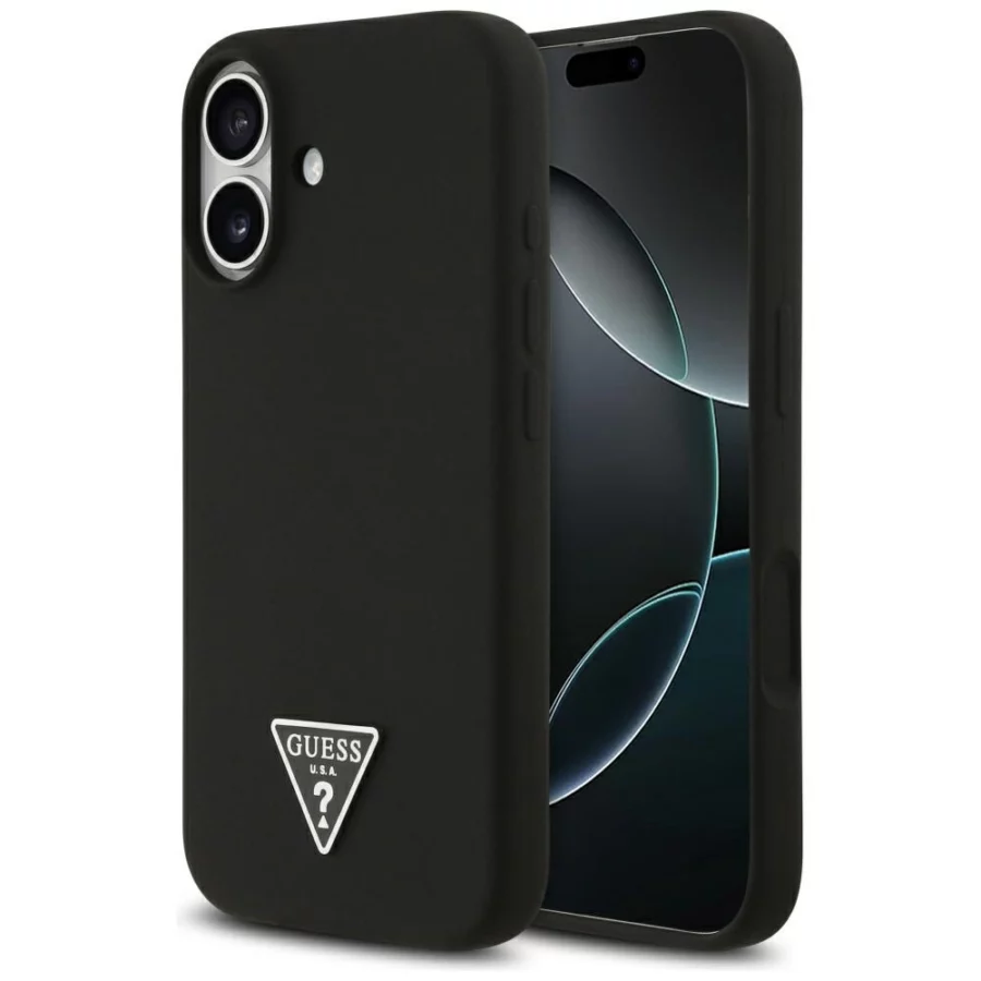 Etui Guess Silicone Triangle Logo MagSafe do iPhone 17 - czarne