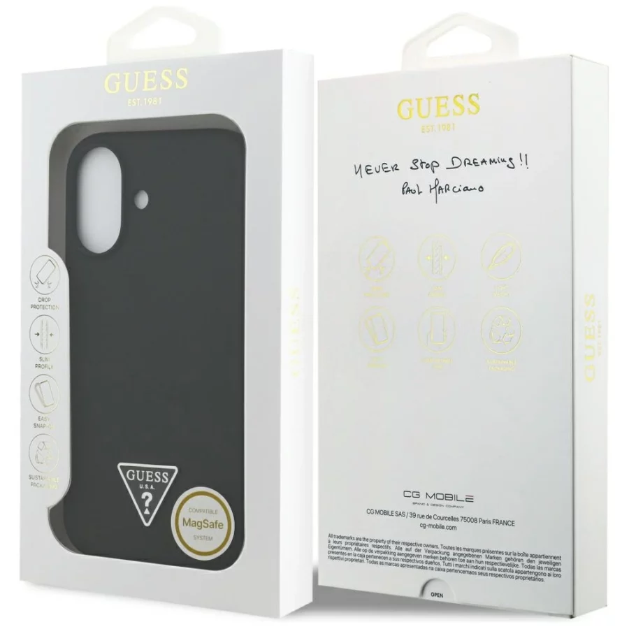 Etui Guess Silicone Triangle Logo MagSafe do iPhone 17 - czarne