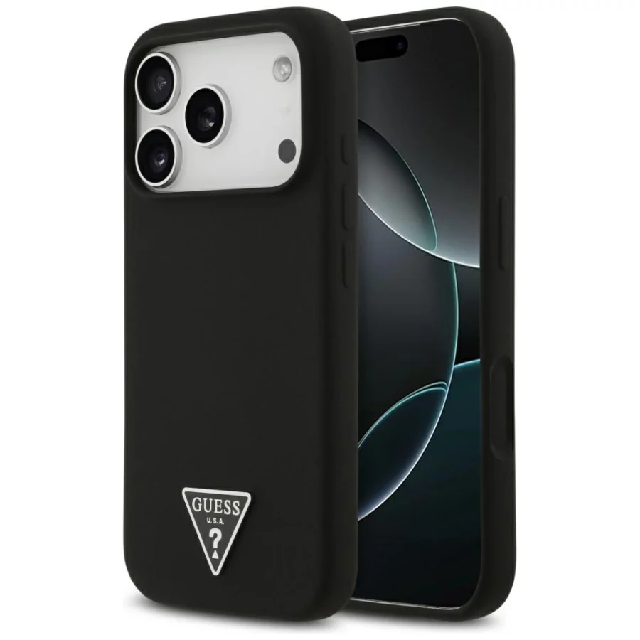 Etui Guess Silicone Triangle Logo MagSafe do iPhone 17 Pro - czarne