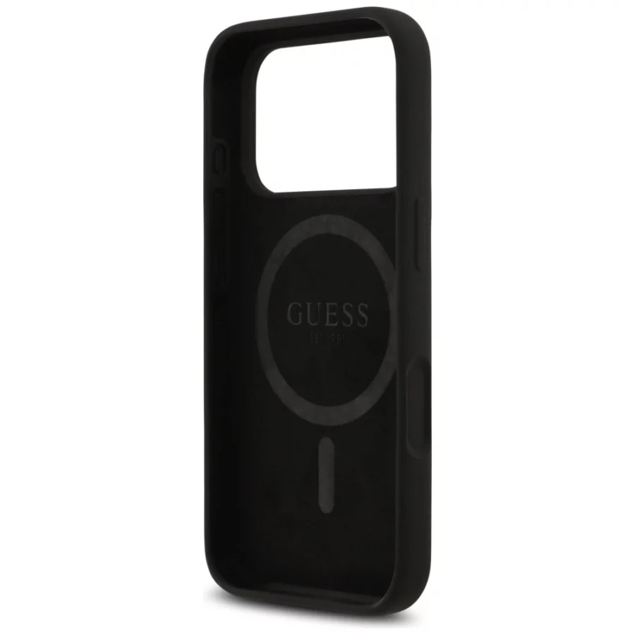 Etui Guess Silicone Triangle Logo MagSafe do iPhone 17 Pro - czarne