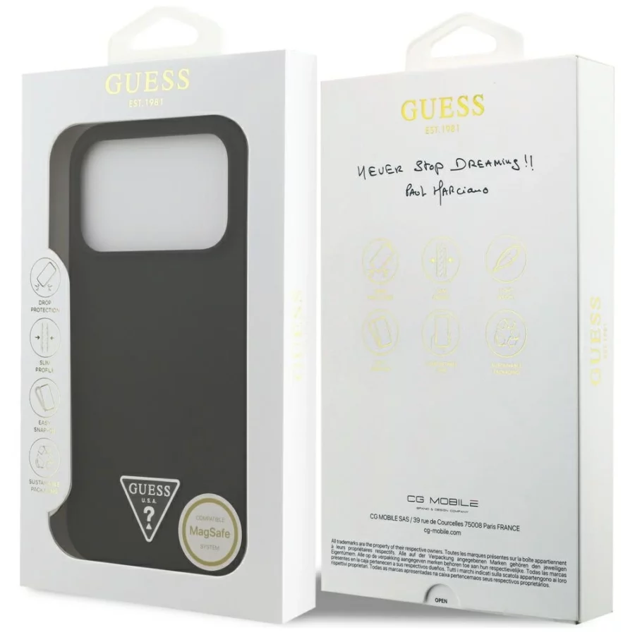 Etui Guess Silicone Triangle Logo MagSafe do iPhone 17 Pro Max - czarne