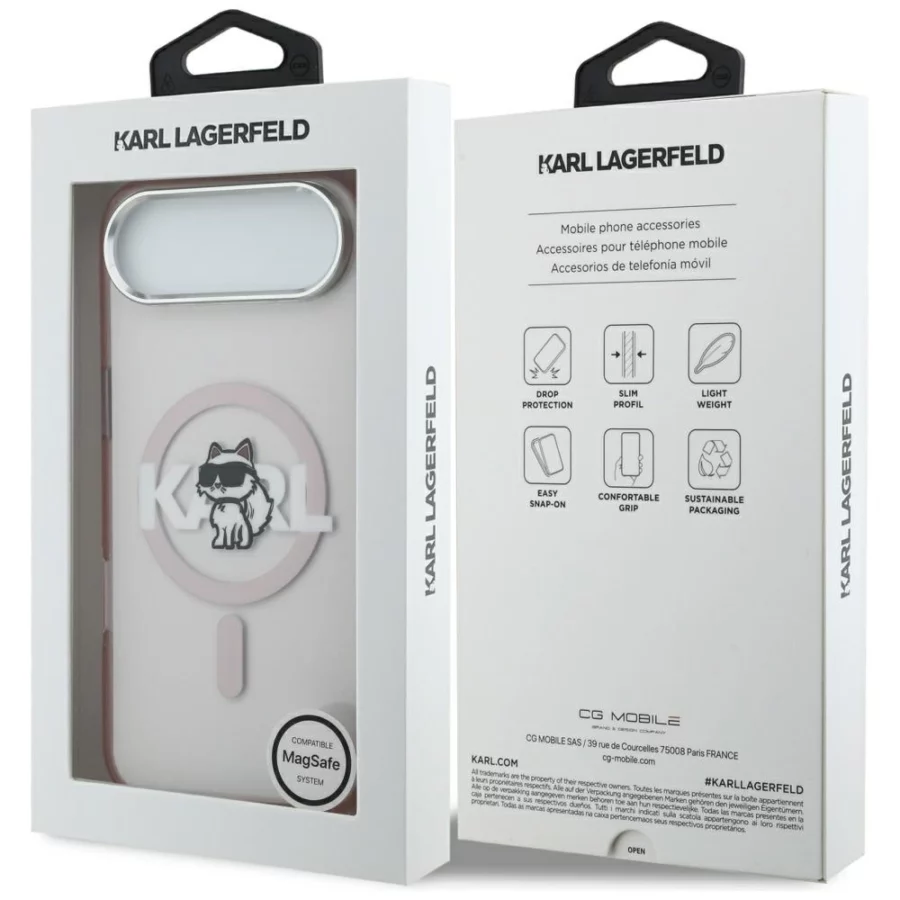 Etui Karl Lagerfeld IML Choupette Sketch Logo MagSafe na iPhone 17 Air - różowe