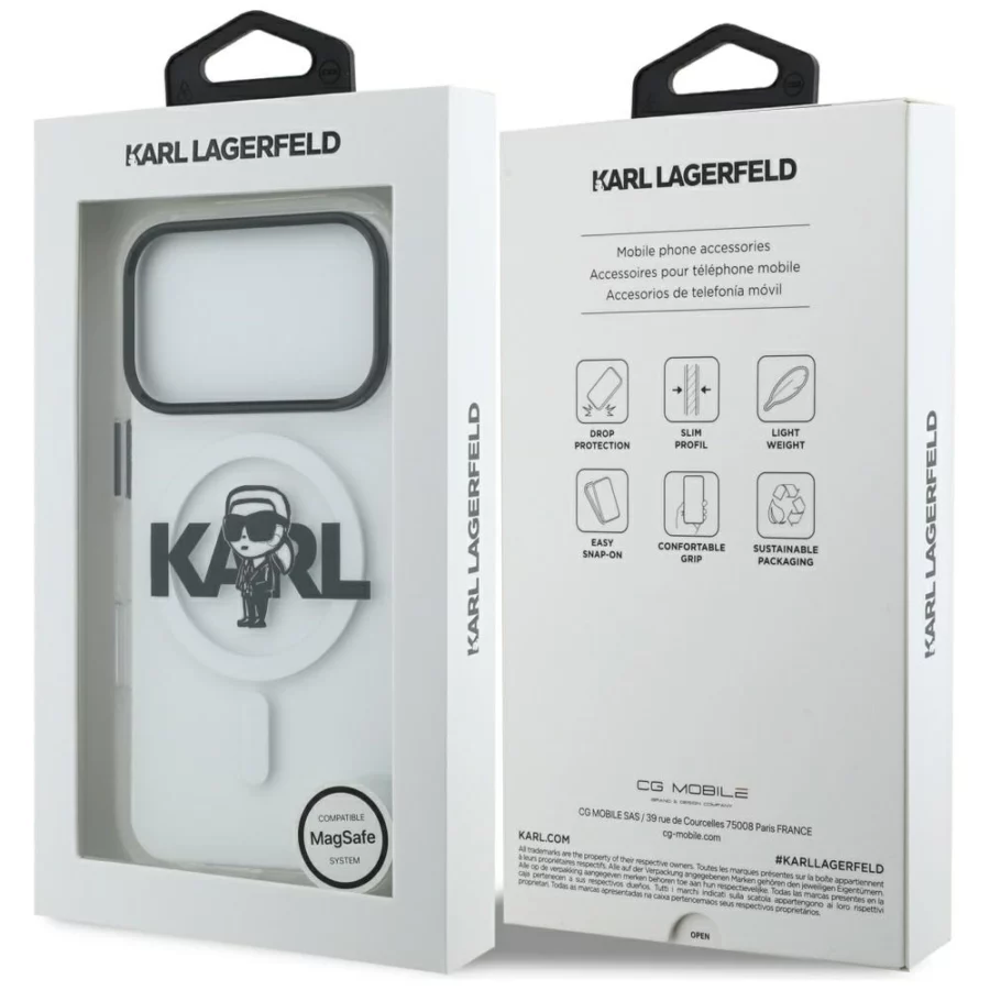 Etui Karl Lagerfeld IML Karl Sketch Logo MagSafe do iPhone 17 Pro - przezroczyste