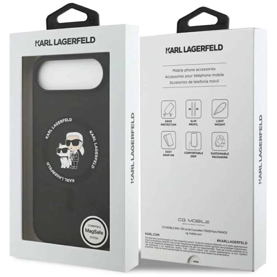 Etui Karl Lagerfeld Silicone Karl&Choupette Ring MagSafe do iPhone 17 Air - czarne