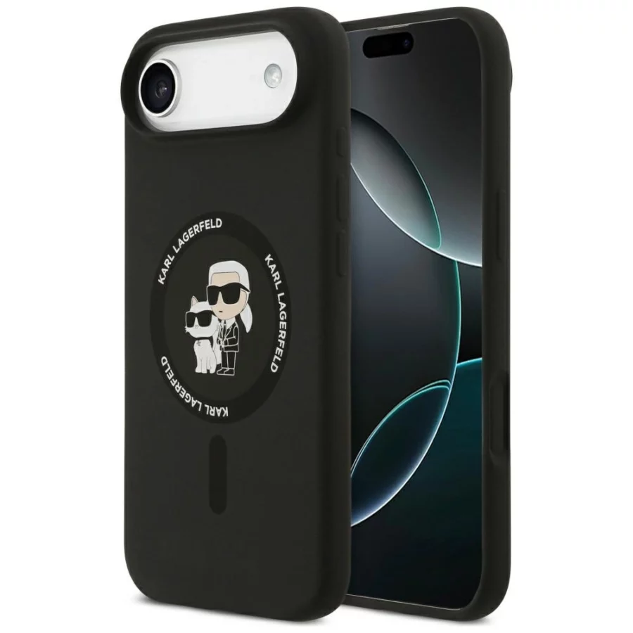 Etui Karl Lagerfeld Silicone Karl&Choupette Ring MagSafe do iPhone 17 Air - czarne