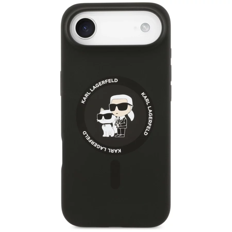Etui Karl Lagerfeld Silicone Karl&Choupette Ring MagSafe do iPhone 17 Air - czarne