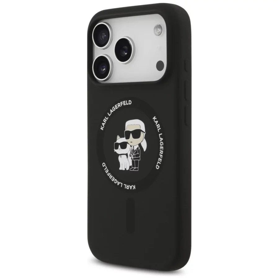 Etui Karl Lagerfeld Silicone Karl&Choupette Ring MagSafe do iPhone 17 Pro - czarne