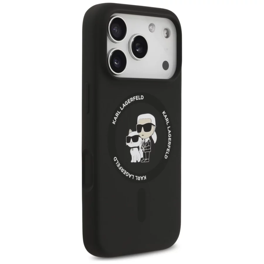 Etui Karl Lagerfeld Silicone Karl&Choupette Ring MagSafe do iPhone 17 Pro - czarne