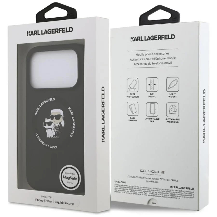 Etui Karl Lagerfeld Silicone Karl&Choupette Ring MagSafe do iPhone 17 Pro - czarne