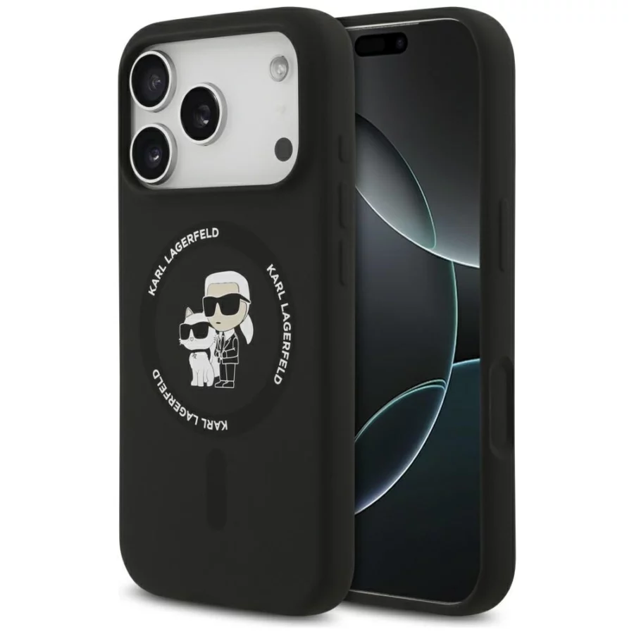 Etui Karl Lagerfeld Silicone Karl&Choupette Ring MagSafe do iPhone 17 Pro Max - czarne
