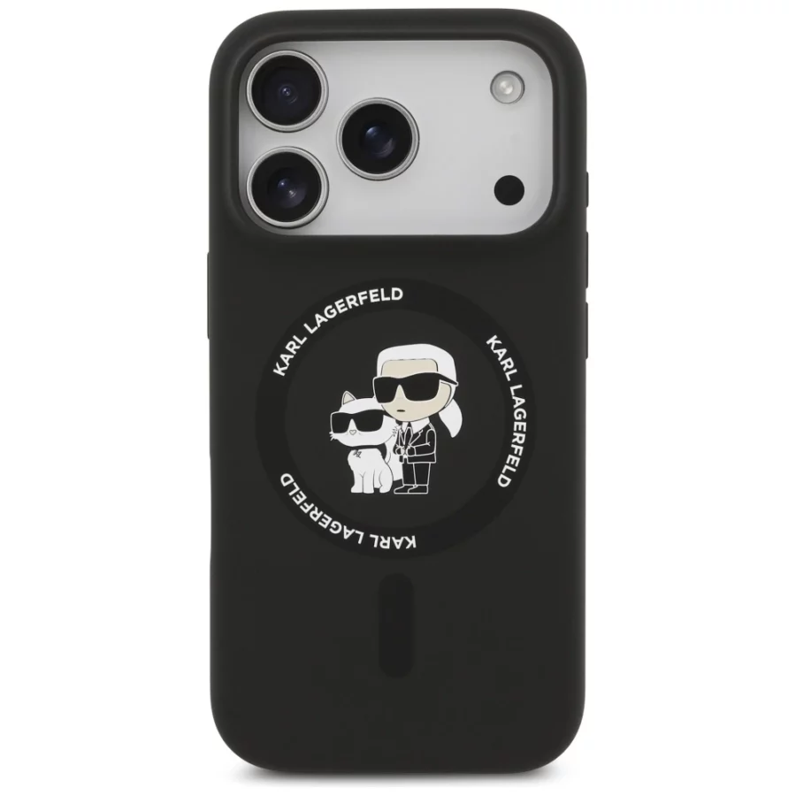 Etui Karl Lagerfeld Silicone Karl&Choupette Ring MagSafe do iPhone 17 Pro Max - czarne