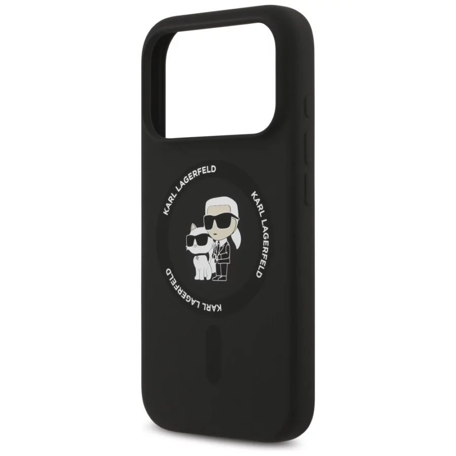 Etui Karl Lagerfeld Silicone Karl&Choupette Ring MagSafe do iPhone 17 Pro Max - czarne