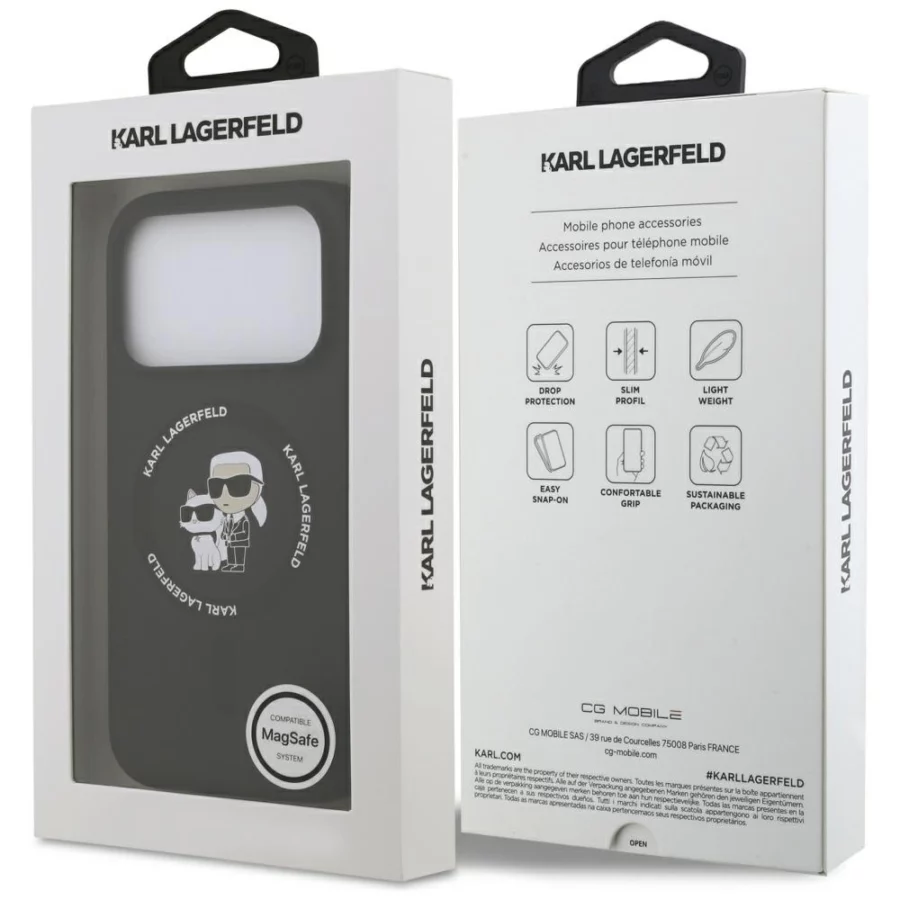 Etui Karl Lagerfeld Silicone Karl&Choupette Ring MagSafe do iPhone 17 Pro Max - czarne