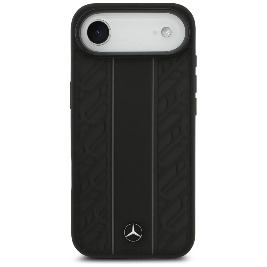 Etui Mercedes Leather Laurel Leaves Stripes MagSafe do iPhone 17 Air - czarne
