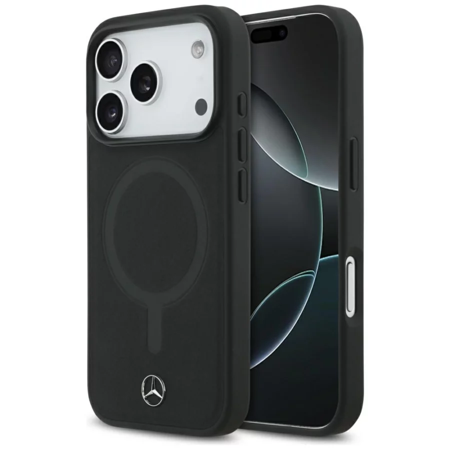 Etui Mercedes Plain Smooth Leather MagSafe do iPhone 17 Pro - czarne
