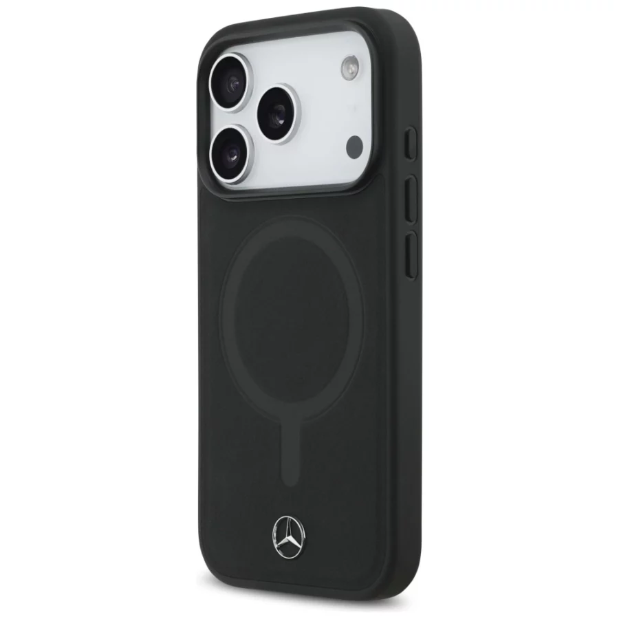 Etui Mercedes Plain Smooth Leather MagSafe do iPhone 17 Pro - czarne
