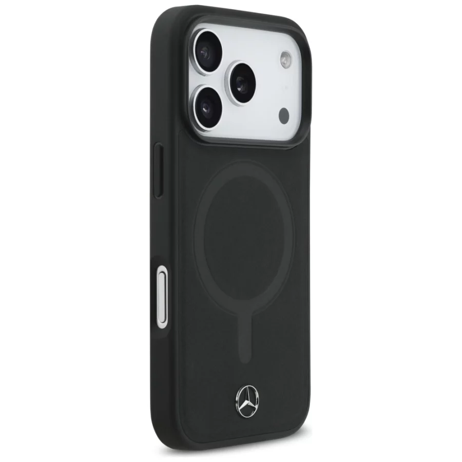 Etui Mercedes Plain Smooth Leather MagSafe do iPhone 17 Pro - czarne