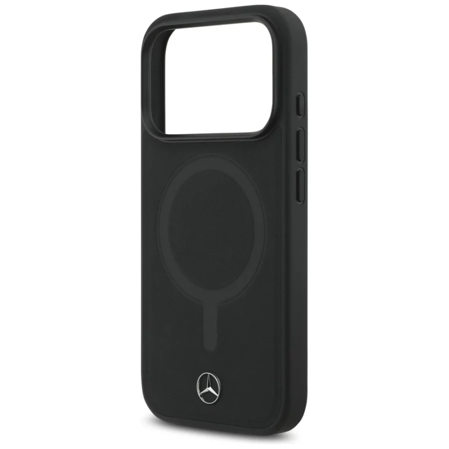 Etui Mercedes Plain Smooth Leather MagSafe do iPhone 17 Pro - czarne