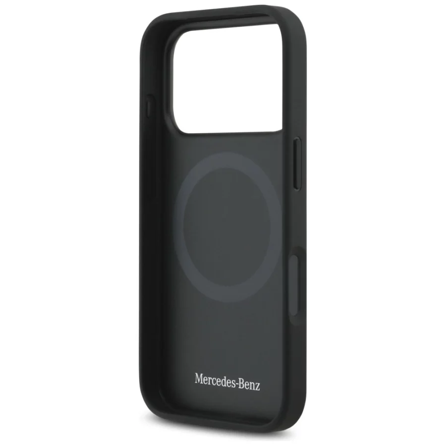 Etui Mercedes Plain Smooth Leather MagSafe do iPhone 17 Pro - czarne