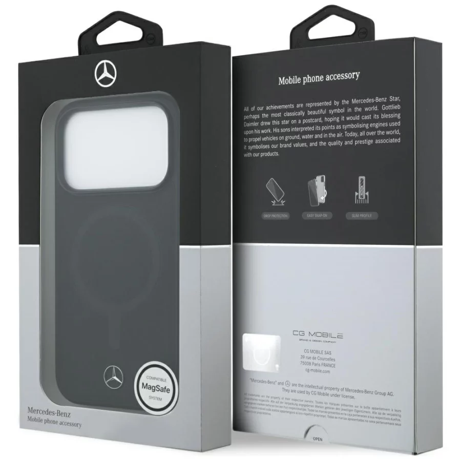Etui Mercedes Plain Smooth Leather MagSafe do iPhone 17 Pro - czarne