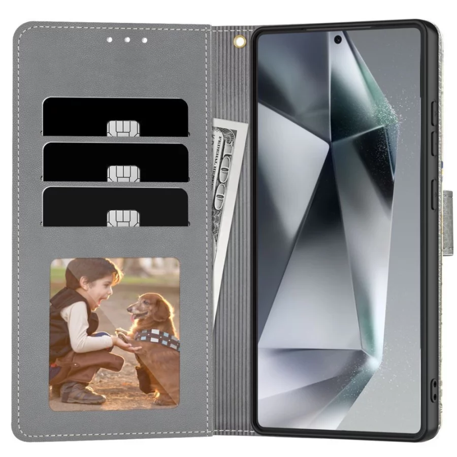 Etui Tech-Protect Wallet na Samsung Galaxy A26 5G / A17 4G / 5G - stokrotki z liśćmi