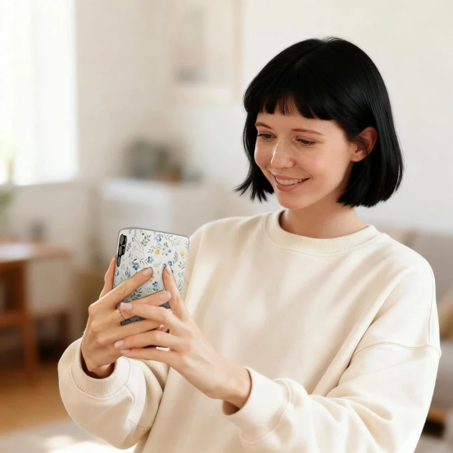Etui Tech-Protect Wallet na Samsung Galaxy A26 5G / A17 4G / 5G - stokrotki z liśćmi