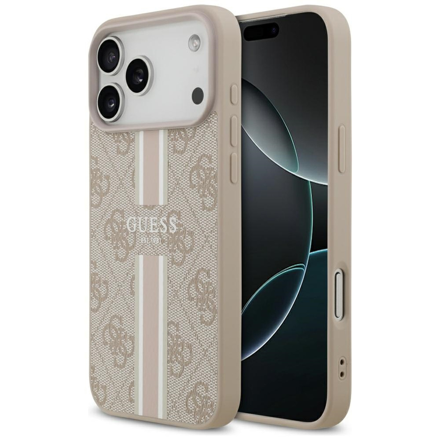 Etui Guess 4G Printed Stripes MagSafe do iPhone 17 Pro Max różowy