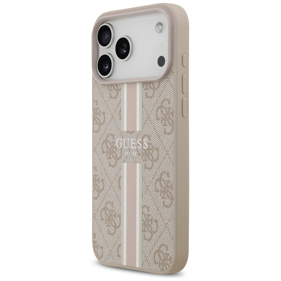 Etui Guess 4G Printed Stripes MagSafe do iPhone 17 Pro Max różowy